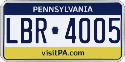 PA license plate LBR4005