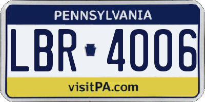 PA license plate LBR4006