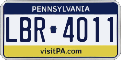 PA license plate LBR4011