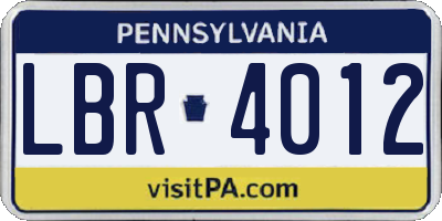 PA license plate LBR4012