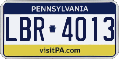 PA license plate LBR4013