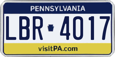 PA license plate LBR4017
