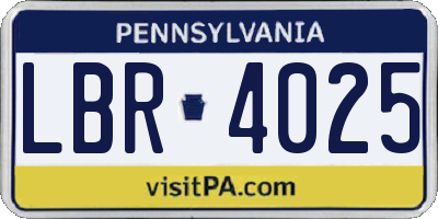 PA license plate LBR4025