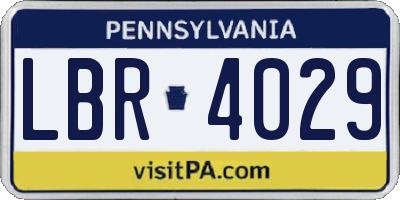 PA license plate LBR4029