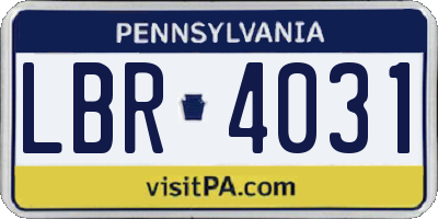 PA license plate LBR4031