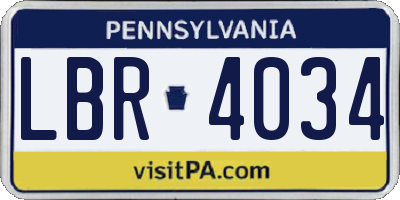 PA license plate LBR4034