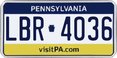 PA license plate LBR4036