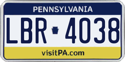 PA license plate LBR4038