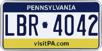 PA license plate LBR4042