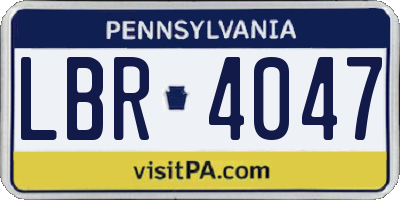 PA license plate LBR4047