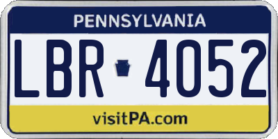 PA license plate LBR4052