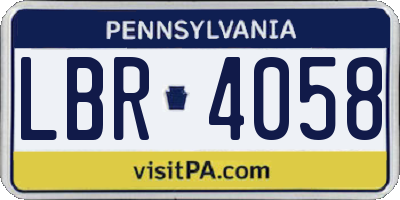PA license plate LBR4058