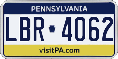 PA license plate LBR4062