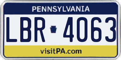 PA license plate LBR4063