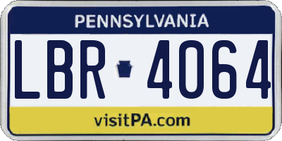 PA license plate LBR4064