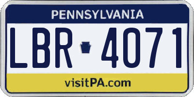 PA license plate LBR4071