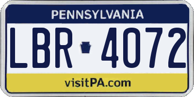 PA license plate LBR4072