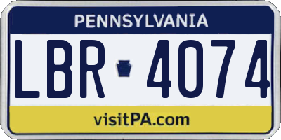 PA license plate LBR4074