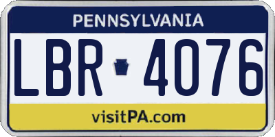 PA license plate LBR4076