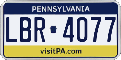 PA license plate LBR4077