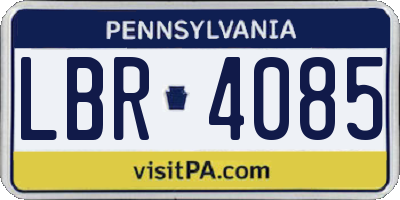 PA license plate LBR4085
