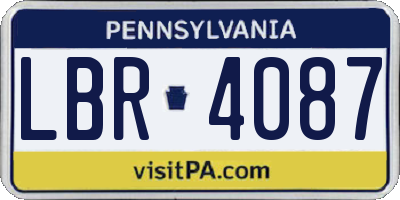 PA license plate LBR4087