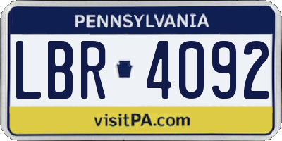 PA license plate LBR4092