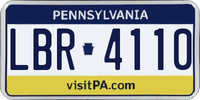 PA license plate LBR4110