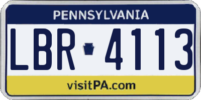 PA license plate LBR4113
