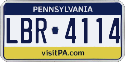 PA license plate LBR4114