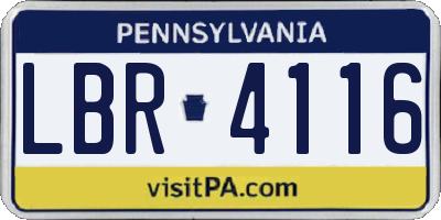PA license plate LBR4116