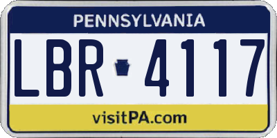 PA license plate LBR4117