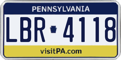 PA license plate LBR4118