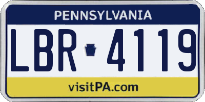 PA license plate LBR4119