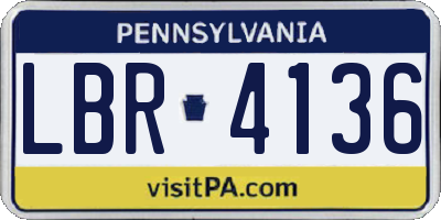 PA license plate LBR4136