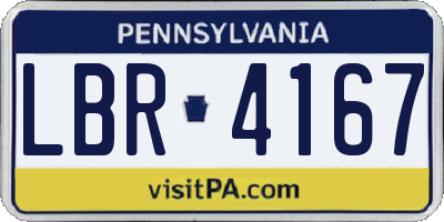 PA license plate LBR4167