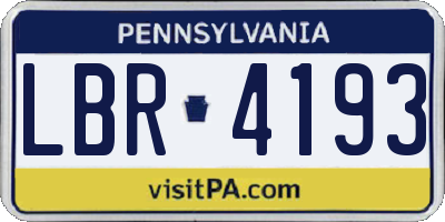 PA license plate LBR4193