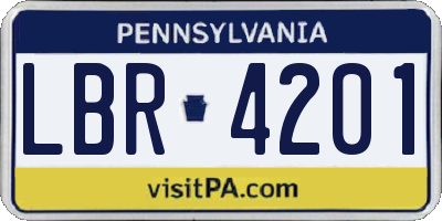 PA license plate LBR4201