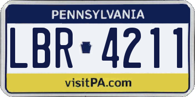 PA license plate LBR4211