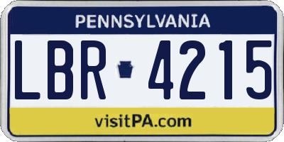 PA license plate LBR4215
