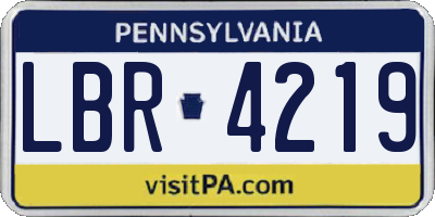 PA license plate LBR4219