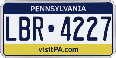 PA license plate LBR4227