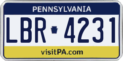 PA license plate LBR4231