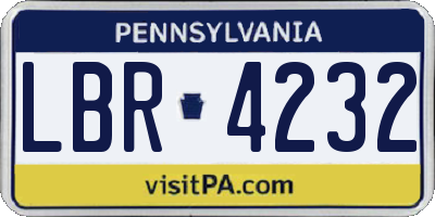 PA license plate LBR4232