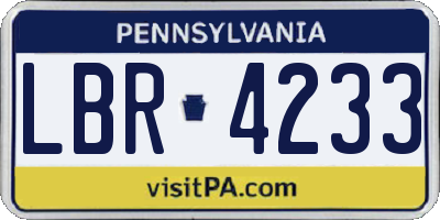 PA license plate LBR4233