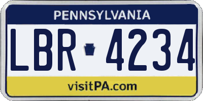 PA license plate LBR4234