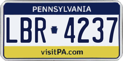 PA license plate LBR4237