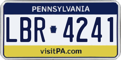 PA license plate LBR4241