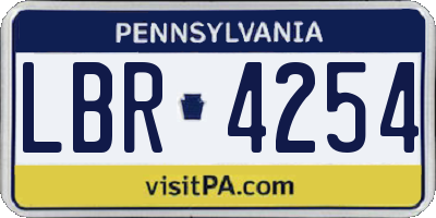 PA license plate LBR4254