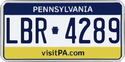 PA license plate LBR4289